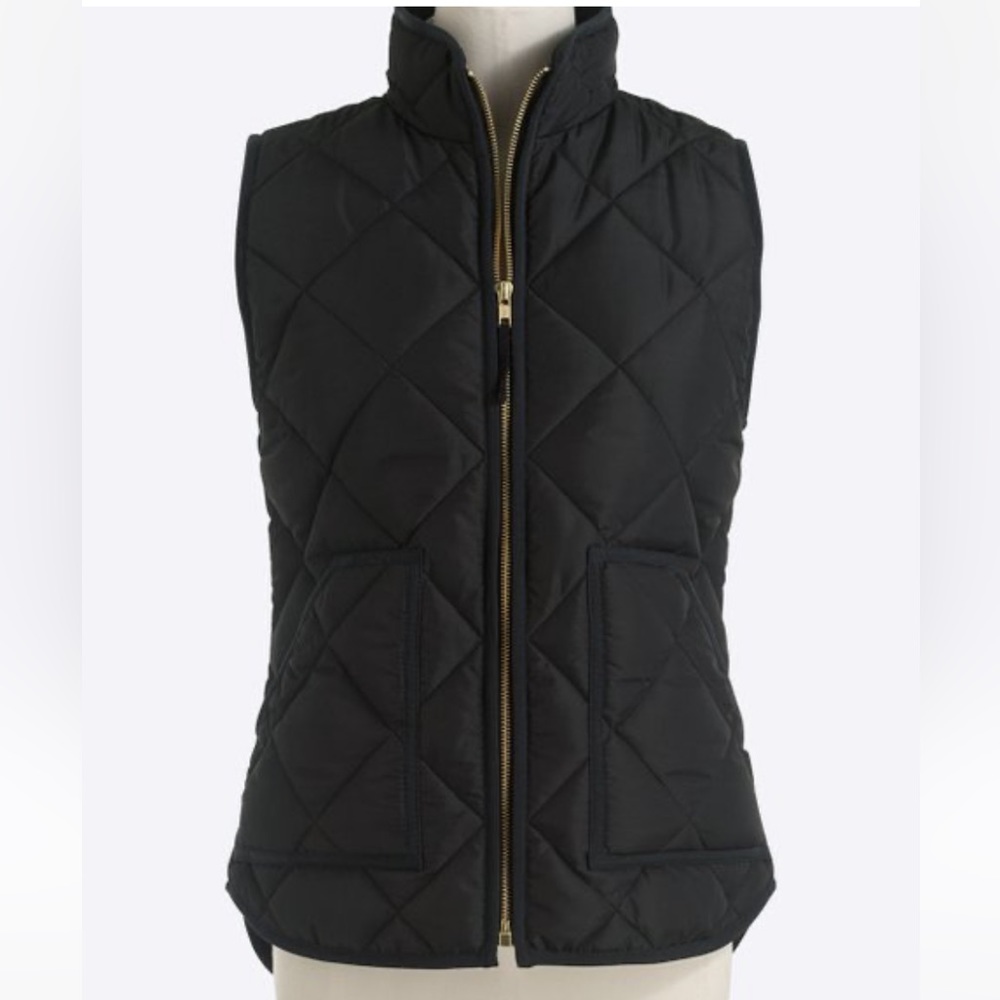 J Crew Black Quilted Puffer Vest Women